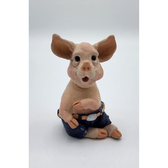 Sitting Pig Calabar Creations Pig Hollow Pete Apsit figurine 1994 Vintage - Picture 1 of 10